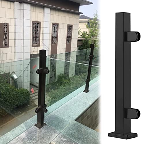Poste de barandilla de vidrio negro 304 de acero inoxidable con sistema de conector de seguridad para interiores y exteriores, terraza, escaleras, paneles de valla, color gris, altura de 130 cm
