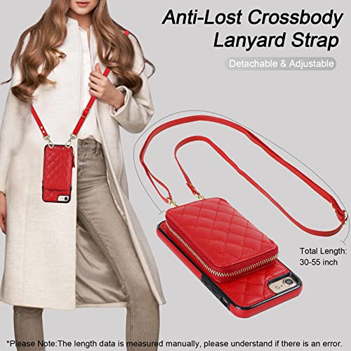 Bocasal Crossbody Wallet Case for iPhone SE 2022/SE 2020/8/7, Red by Bocasal - Used condition - Image 6