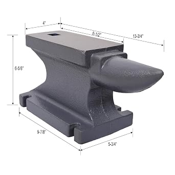 55LB Cast Iron Anvil with Stand, 25KG Blacksmith Anvil for Forging, Shaping & Bending, Heavy Duty Anvil with Square Horn, Hardy Hole & Stable Base for Metalworking, Farrier, Knife Making