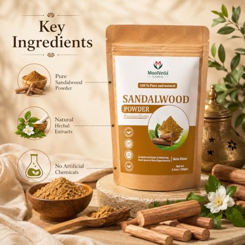 Image of Pure Sandalwood Powder - 100% Natural Chandan for Glowing Skin, Anti-Aging Face Pack, Acne Treatment | Traditional Ayurvedic Beauty | 100gm