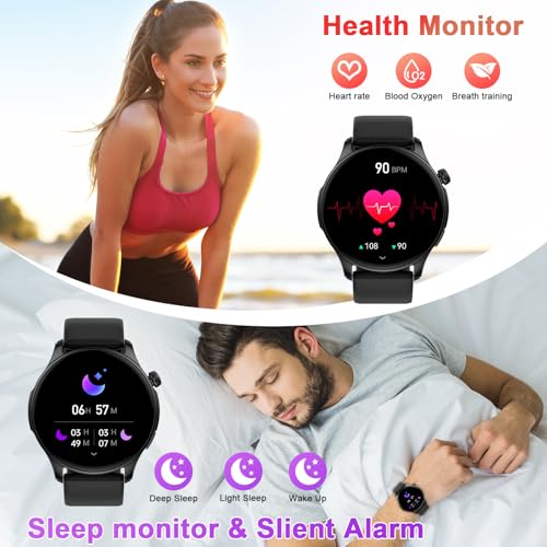 Smart Watch for Men Women Fitness: Waterproof Make Answer Call Smart Watches for Men Running Smartwatch for Android/iPhone Samsung Compatible Digital Mens Watches Activity Pedometer Heart Rate Monitor - Image 4