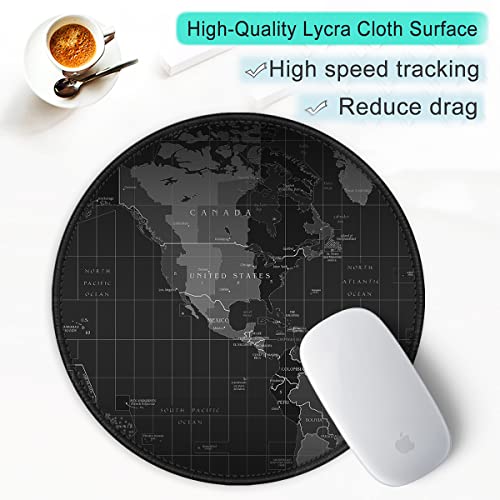 ITNRSIIET Round Mouse Pad with Stitched Edge Premium-Textured Waterproof Non-Slip Rubber Base Desktop Protection Mat Diameter 8.7 inches, Map - Thumbnail 6