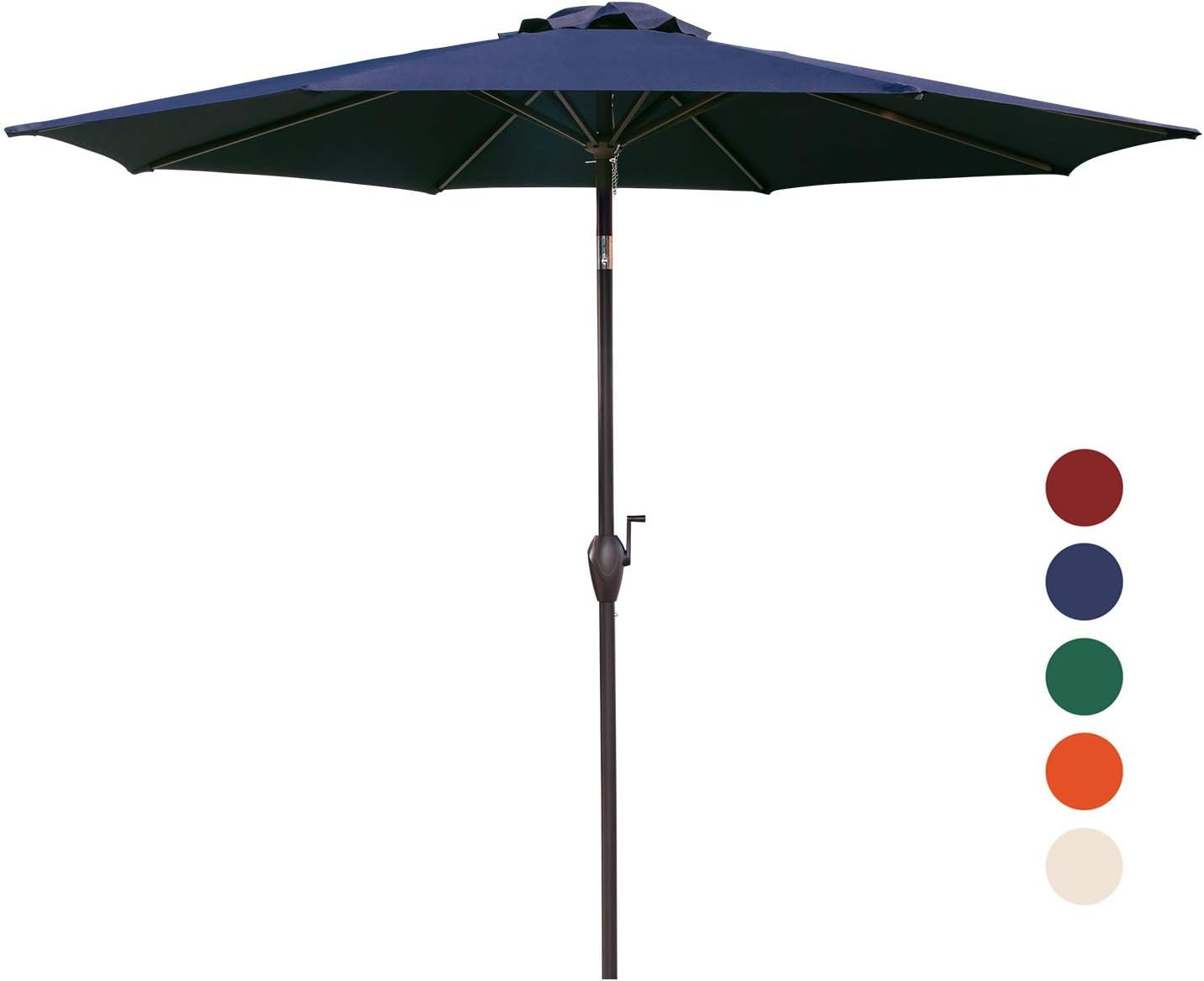 KINGYES 9Ft Patio Table Umbrella Outdoor Umbrella with Push Button Tilt and Crank for Commercial Event Market, Garden, Deck,Backyard Swimming and Pool (Navy)