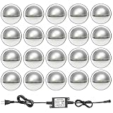 FVTLED Pack of 20 Low Voltage LED Deck Light Kit Φ1.38 Waterproof Outdoor Step Stairs Garden Yard Pa