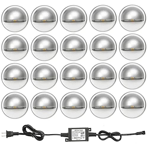 Fvtled Pack Of 20 Low Voltage Led Deck Light Kit Φ1.38 Waterproof Outdoor Step Stairs Garden Yard Patio Landscape Decor Lighting Cool White Lamp #TOP18