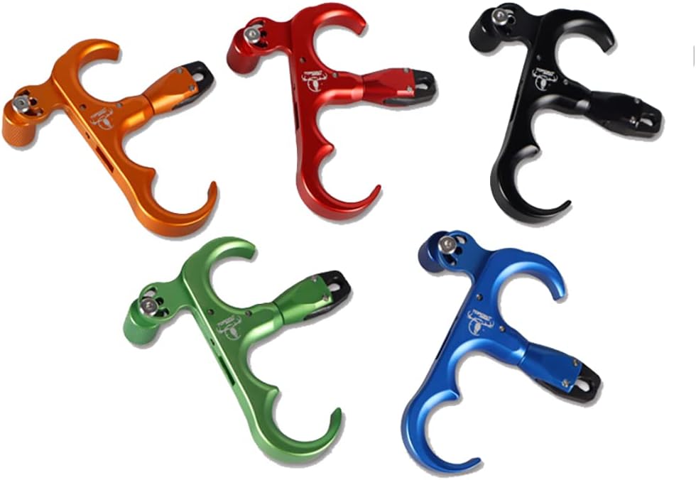 Archery Compound Bow Release Aids 360° Rotatable Thumb Release 3-Finger Aluminum Alloy Thumb Trigger Grip Compound Bow Accessory