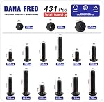 Hex Button Socket Head Cap Screws Metric Thread Hexagon Allen Head Drive Machine Bolts Nut Metal Standard Fastener Hardware Oxide Finish Alloy Steel Assortment Kit Set 431Pcs Black 10.9 Class M3 M4 M5