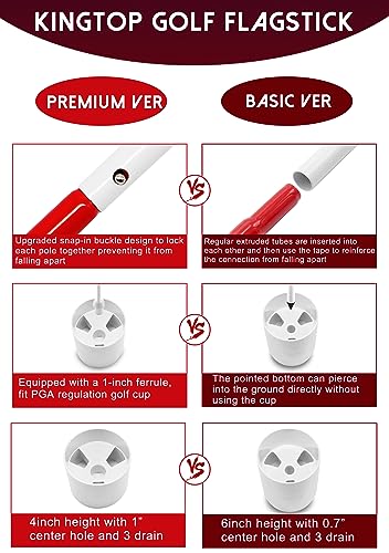 image for KINGTOP 6ft Golf Flagstick Basic, Portable Five-Section Design for Bac