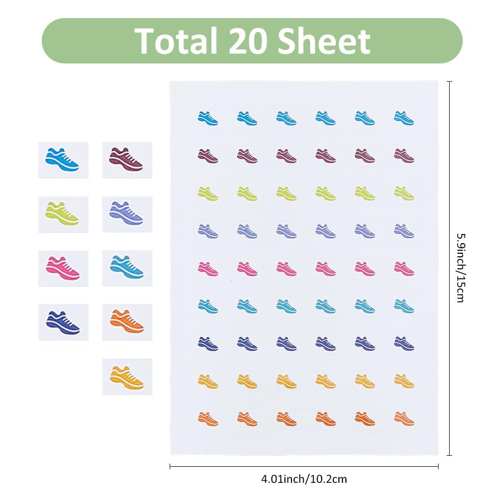 SUPERFINDINGS 20 Sheeet Shoe Sneaker Stickers Planner Crafting Running Paper Stickers Cute Aesthetic Sticker for Daily Calendar Waterproof Laptop - Image 2