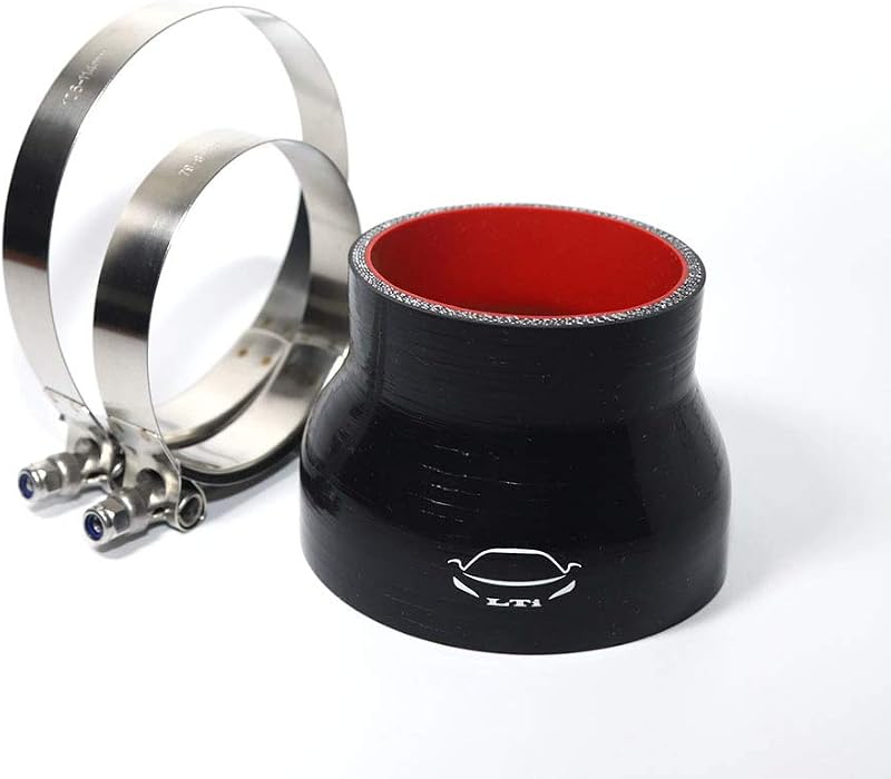 Mangueira redutora reta de silicone TMKOOL 4 camadas 2,5–3,5 pol. com abraçadeiras T-bolt – Conjunto