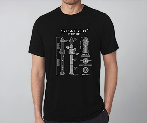 Unisex Regular Fit Space x Starship Elon Musk Graphic Printed T-Shirt/NASA Mars Moon Spacecraft Universe/Space Traveler T-Shirt