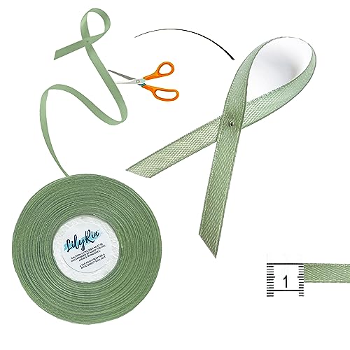Image of Sage Green Ribbon 1 /4 Inches 36 Yards Satin Roll Perfect for Art, Wedding, Wreath, Baby Shower, Packing Birthday, DIY Hair Accessories Scrapbooking, Wrapping Christmas Other Projects Pale Color