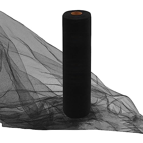 Image of Black Tulle Fabric Rolls 54 Inch by 10 Yards Fabric Tulle Bolt for Wedding Halloween Decorations Gift Wrapping DIY Tutu Baby Shower Table Skirt Birthday Party Craft Supplies