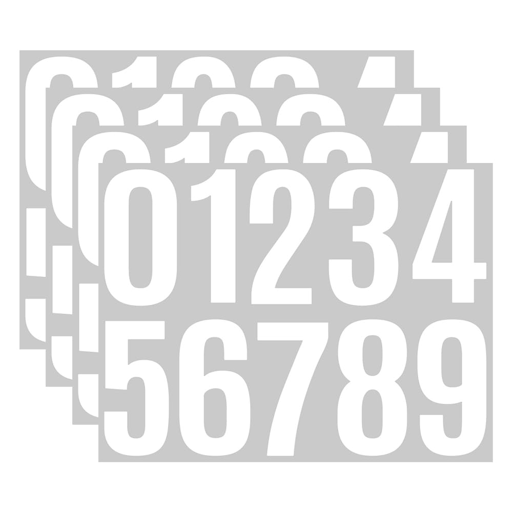 FSSTUD 12 fogli di adesivi per numeri civici da 10 cm, autoadesivi, numeri per cassetta postale, numeri indirizzi, numeri adesivi, grandi numeri adesivi, per finestre e porte, colore: bianco