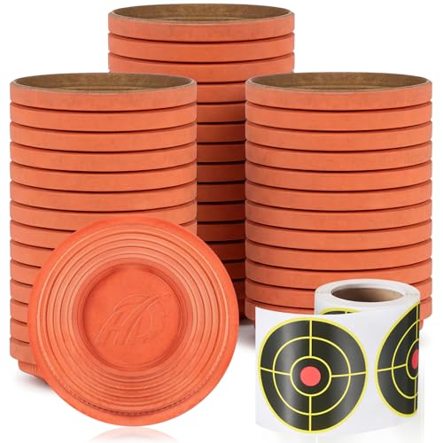 Silipull 50 Pcs Biodegradable Clay Pigeons, Standard 110mm Clay Targets Refill Skeet Targets Disks High-Visibility Target for Skeet & Trap Shooting, Practice Shattering Disc (Orange,Stickers)