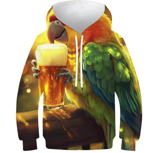Sweat à capuche perroquet 3D avec poches pull fun et coloré pour ados