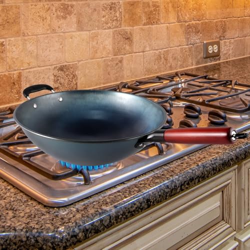 Wok de hierro 34cm con mango de madera miniatura 5
