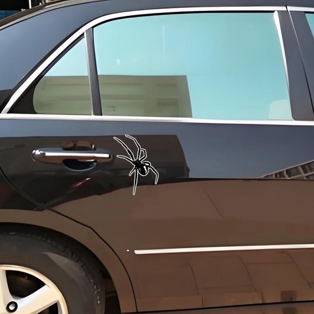 Black Widow Spider Sticker 2-piece Set of 6-inch Waterproof Vinyl Stickers, Suitable for Cars, Motorcycles, Windows, laptops, Easy to Stick, Tear and Leave no Marks FG148