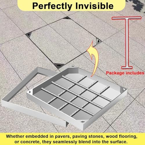 Invisible Square Stainless Steel Drain Cover - Stylish Hidden Drainage Access Lid with Opening Tool for Gardens, Patios & Inspections - Durable Outdoor Solution for Seamless Aesthetics image 5
