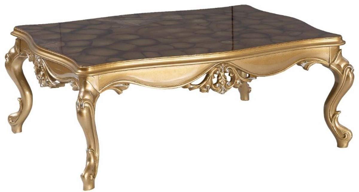 Casa Padrino Mesa de Centro Barroco de Lujo Negro/Oro 130 x 96 x A. 48 cm - Mesa de salón Adornada en Estilo Barroco - Muebles Barrocos