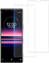 Compatible Sony Xperia5 SO-01M SOV41 Glass Film, Fingerprint Authentication, (Set of 2) - Japanese Asahi Glass Material, Xperia 5 Film, Superior 5, Tempered Glass, Smooth Protective Film Case, Round
