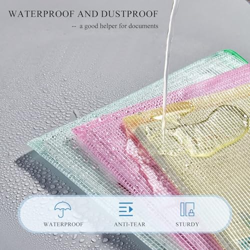 Meekye 15 Stück Dokumententasche A4 A5 und A6, Wasserdichter Dokumentenmappe A6 mit Reißverschluss, Mesh Kunststoff Mappe, für Datei, Kosmetika, Hausaufgaben und Reisezubehör