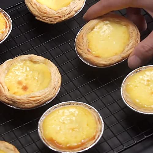 100 個使い捨て錫箔エッグタルト型カップケーキパン型ラウンドベーキングカップ