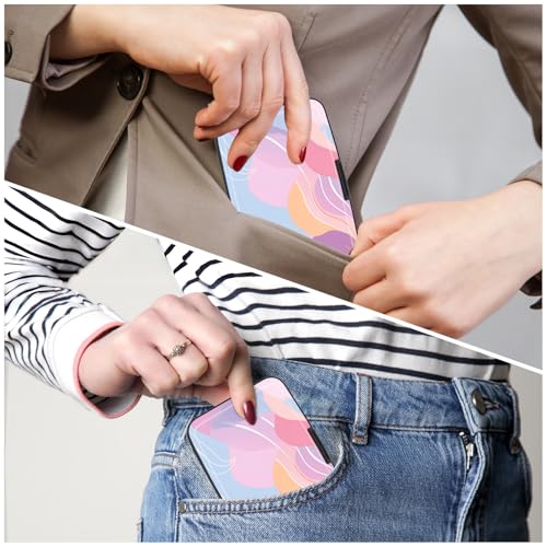 Image of Card Holder Credit Cards Holder for Women RFID wallet women Business Card Holder Wallet Mini Aluminum Card Wallet RFID Blocking Slim Metal Hard Card for Women, Wave Pattern