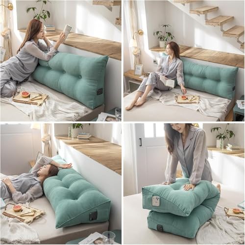 Image of aeTHEric Triangular Headboard Pillow /Wedge Pillow /Backrest Reading Bolster /Triangular Pillow Sofa Back Soft Pack Bed Large Protection Waist (100cm x 20cm x 50cm)
