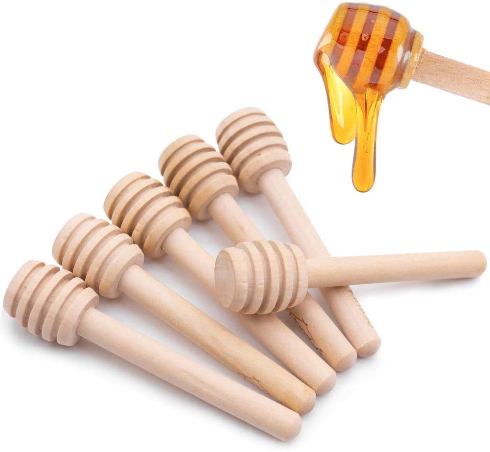 Shopping Spree 24 PCS Wooden Lightweight Honey Dipper Stirring Stick Rod for Honey Jar Dispense Drizzle Honey
