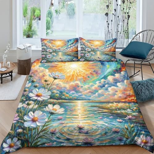 Housse de couette cosmos bipinnat 3D microfibre douce 200x200