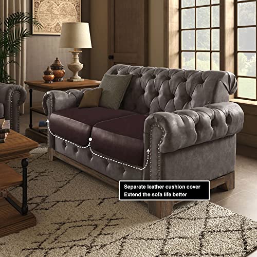 Jiabolang Pu Leather Cushion Covers Stretch Couch Slipcover Waterproof Sofa Seat Cushion Slipcover For 2 Seater Replacement For Furniture Protector Breathable 2 Pack #TOP1