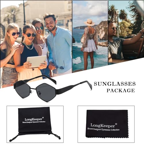 Long Keeper Trendy Hexagonal Sunglasses - Retro Women Men Metal Frame Sunglasses Fashion Small Gold Sun Glasses UV400 5