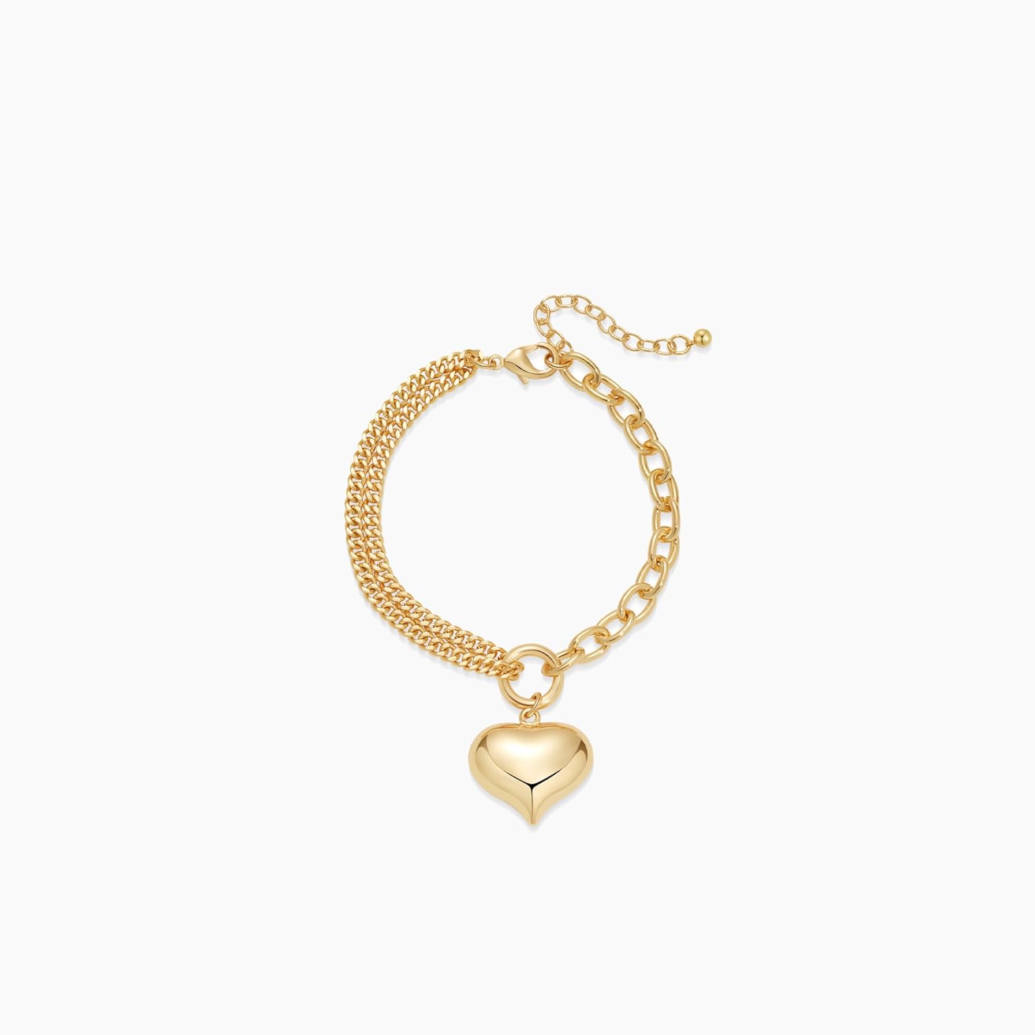Gold Heart Charm Chain Bracelet for Women, Chunky Link Bracelet Adjustable Fashion Jewelry - Image 8