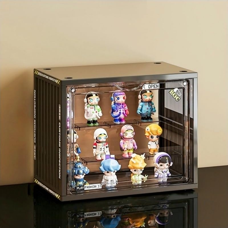 Clear Display Case for Figures, Acrylic Display Case for Collectibles, Adjustable Figure Display Case with Magnetic Door, Stackable Display Box for