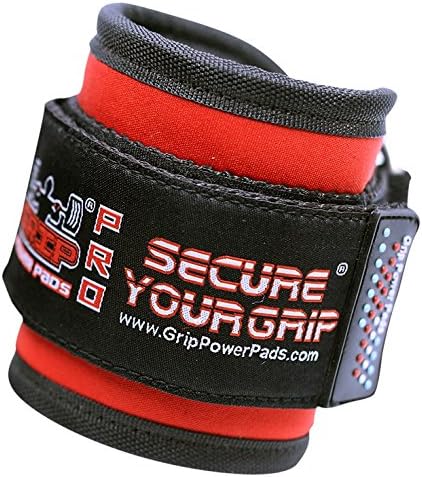 Grip Power Pads Best Ankle Straps for Cable Machines Double D-Ring Adjustable Neoprene Premium Cuffs to Enhance Legs, Abs & Glutes for Men & Women (Red, Pair)