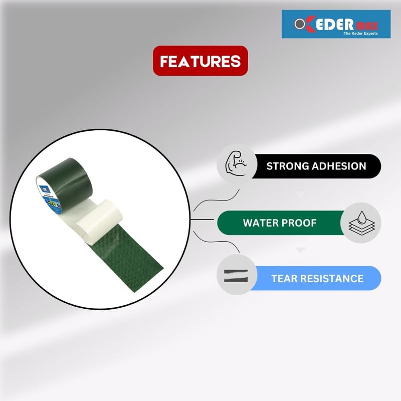 Image of Waterproof Repair Tape-10m Tarpaulin Tape Strong & Waterproof Tapes Self-Adhesive, UV-Resistant for Quick Fixes Leakage Repair Tapes for Holes & Tears Tarp Patch 9.5cm x 10m (Green)