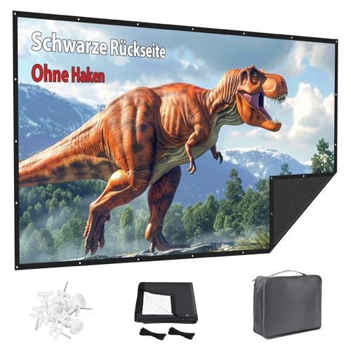 150 Zoll Beamer Leinwand Outdoor: VOOPVOR Projektionsleinwand Faltbar & Tragbar mit Tragetasche - 16:9 Schwarz Lichtundurchlässig Waschbar & Knitterfrei - Hinweis: ohne Klebehaken