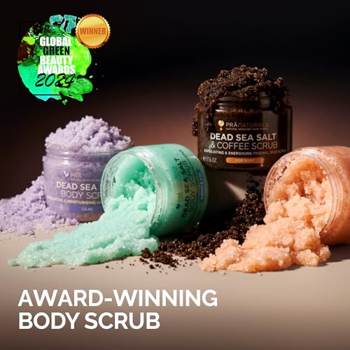 PraNaturals Revitalising Dead Sea Body Scrub 500g, 100% Organic Nourishing Skin Exfoliating Salt Scrub, Rich in Natural Minerals for All Skin Types, Blended with Mango & Kiwi Fruit Oils