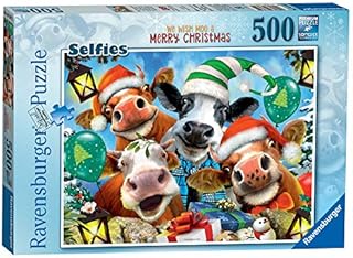 Ravensburger Christmas Selfies - We Wish Moo a Merry Christmas 500 Piece Jigsaw Puzzle for Adults & for Kids Age 10 & Up