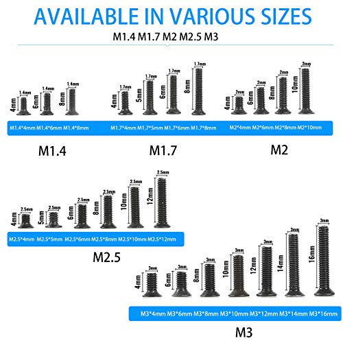 Meiyyj 720Pcs Laptop Notebook Screws Set,Replacement Computer Screws Kit,M1.4,M1.7,M2,M2.5,M3 Countersunk Flat Head Phillips Mini Screw Set For Electronic Repair. #TOP3