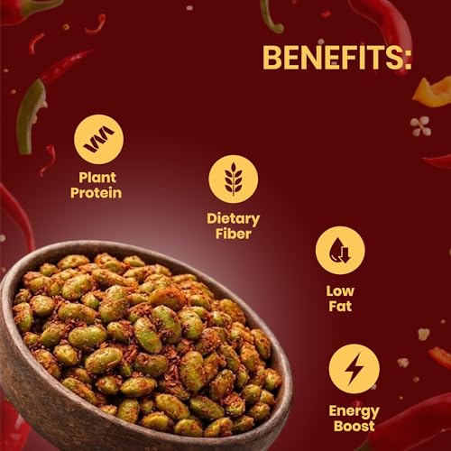Image of Livyor Crunch Roasted Edamame Beans - 150g | Peri Peri Flavour | Roasted not fried | Plant based healthy snack | High Protein Snack | Gluten Free | Vegan | High In fibre