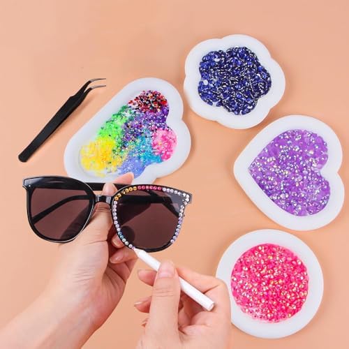 32000 Pcs Flatback Gems 40 Colors Resin Jelly Rhinestones Bedazzling Kit with 3pcs B7000 Glue Pen And Tweezers for Clothing Shoes Nail Book Diamond Art(40 Colors) — view 2