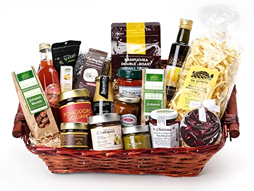 Gourmet Korb Traumhaft mit Delikatessen aus Deutschland, Italien, Griechenland, Hawaii und Kambodscha oder Uganda | gut als: Geschenkkorb Luxus