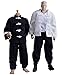 1/12 Scale Male Clothes,Chinese Kung Fu Suit Coat Vest Pant Clothing Set for 6inch Male Soldier Action Figure Body (Black Coat+White Vest+Black Pant)