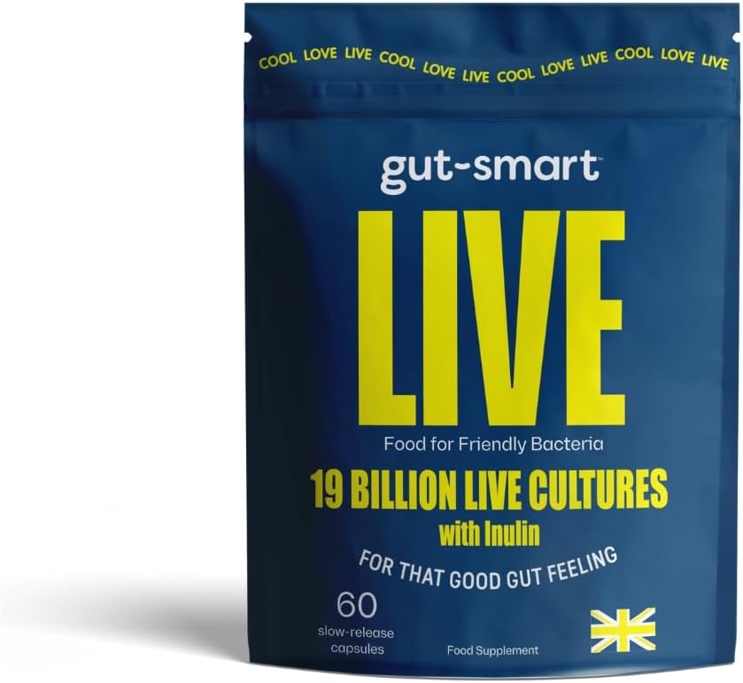 Gut-Smart LIVE Probiotic Slow-Release Capsules – 19 Billion Live Cultures with Pre & Probiotics for Natural Healthy Digestion Supplements