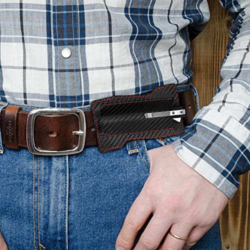 Leather Knife Sheath For Belt - Folding Knife Sheaths For Crkt Knife & Crkt Ceo Knife Holster | Pocket Knife Sheath Knife Holder For Belt Vertical & Horizontal Knife Sheath For Belt, Carbon Fiber #TOP1
