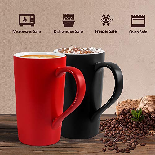 Harebe 20 Oz Large Coffee Mugs, Smooth Ceramic Couple Cup For Office And Home, Men, Dad, Big Capacity With Handle Cups, Set Of 2, Black #TOP3