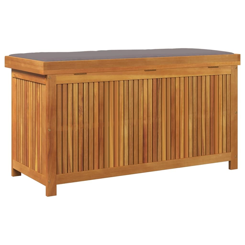 Boîte de rangement en acacia 113 x 50 x 60,5 cm avec coussin