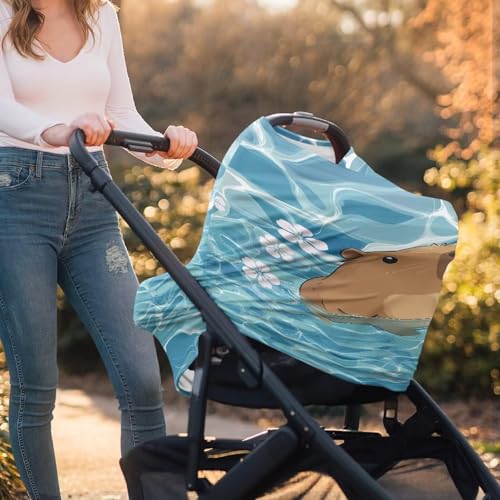 Image of Capybara Baby Car Seat Cover for Travel - Breathable and Lightweight - Infant Car Seat Cover for Sun, Soft Nursing Cover Up for Breastfeeding